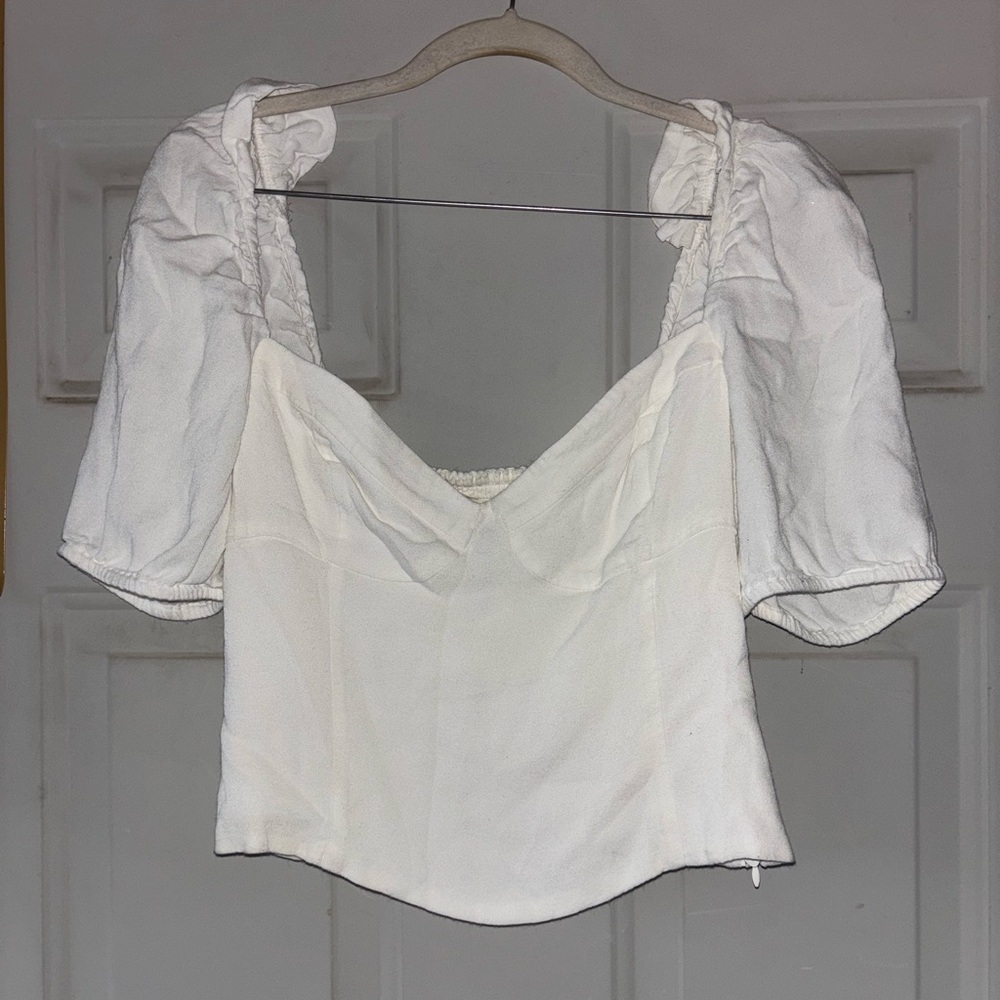 Wilfred white boho puff sleeve crop top size M